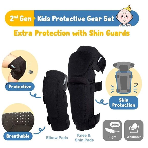 Simply Kids 2nd Gen Protective Gear Set For Kids - Gloves Elbow & Knee Pads Ages - Picture 2 of 10